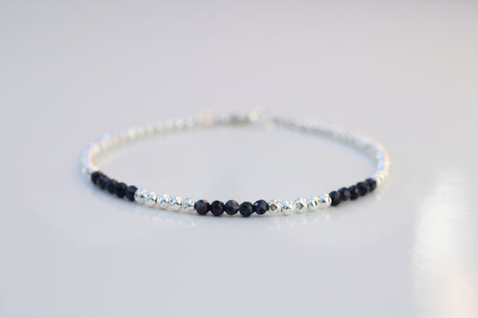 bracelet with blue and silver beads