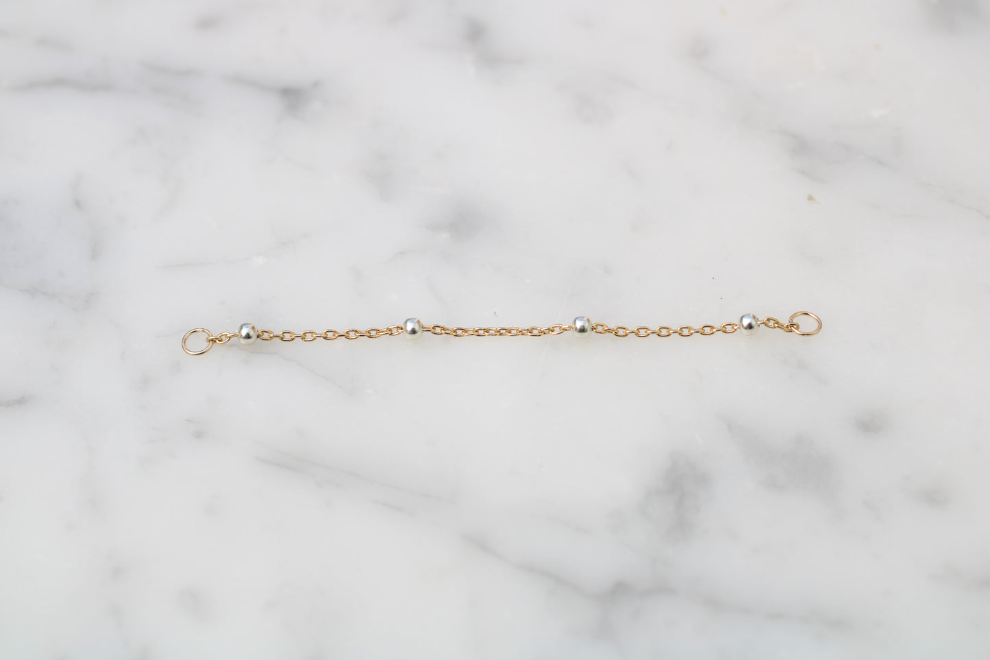 Gold Filled Satellite Nose Chain with Sterling Silver Beads – Double Piercing Chain