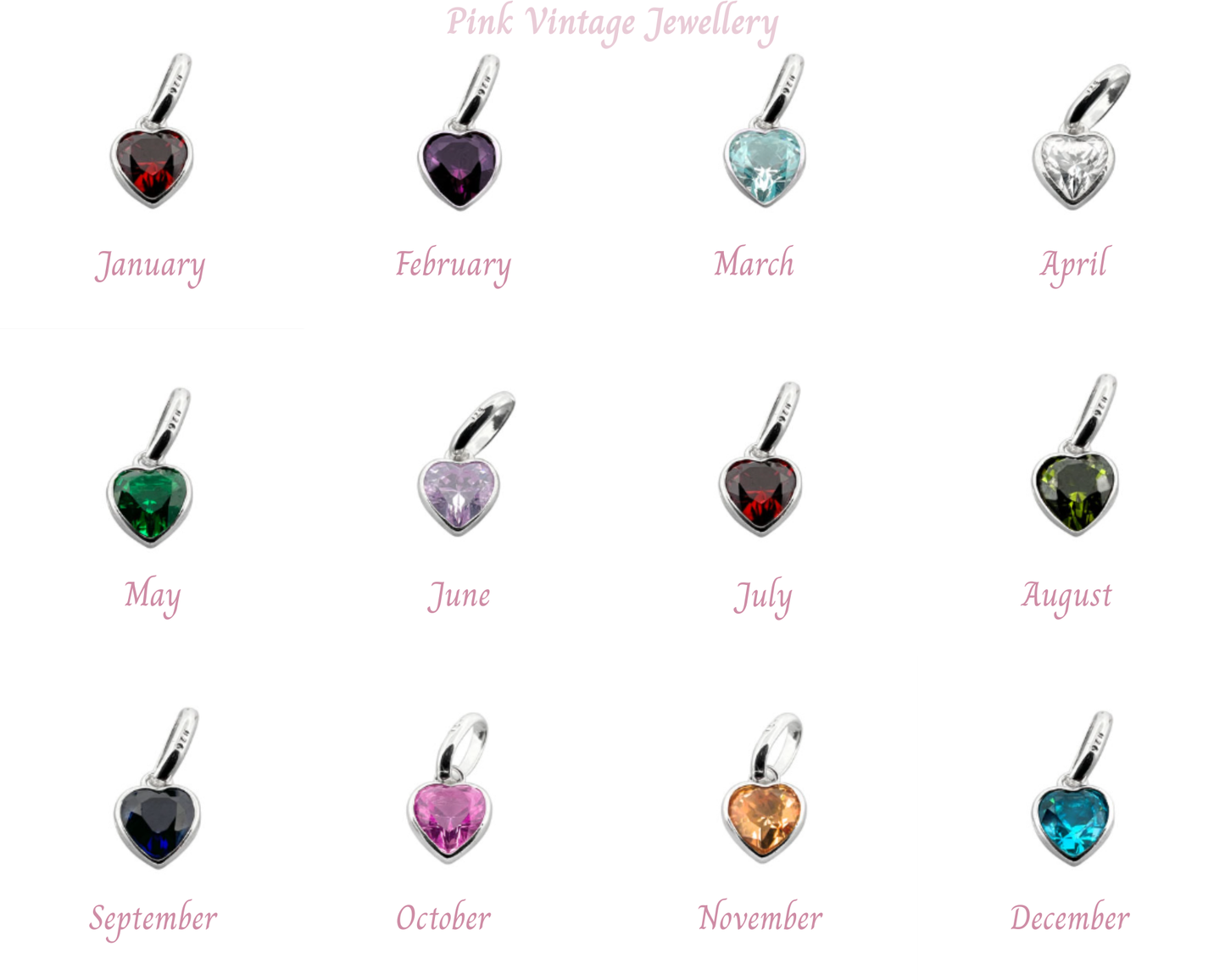 Heart birthstone charm.