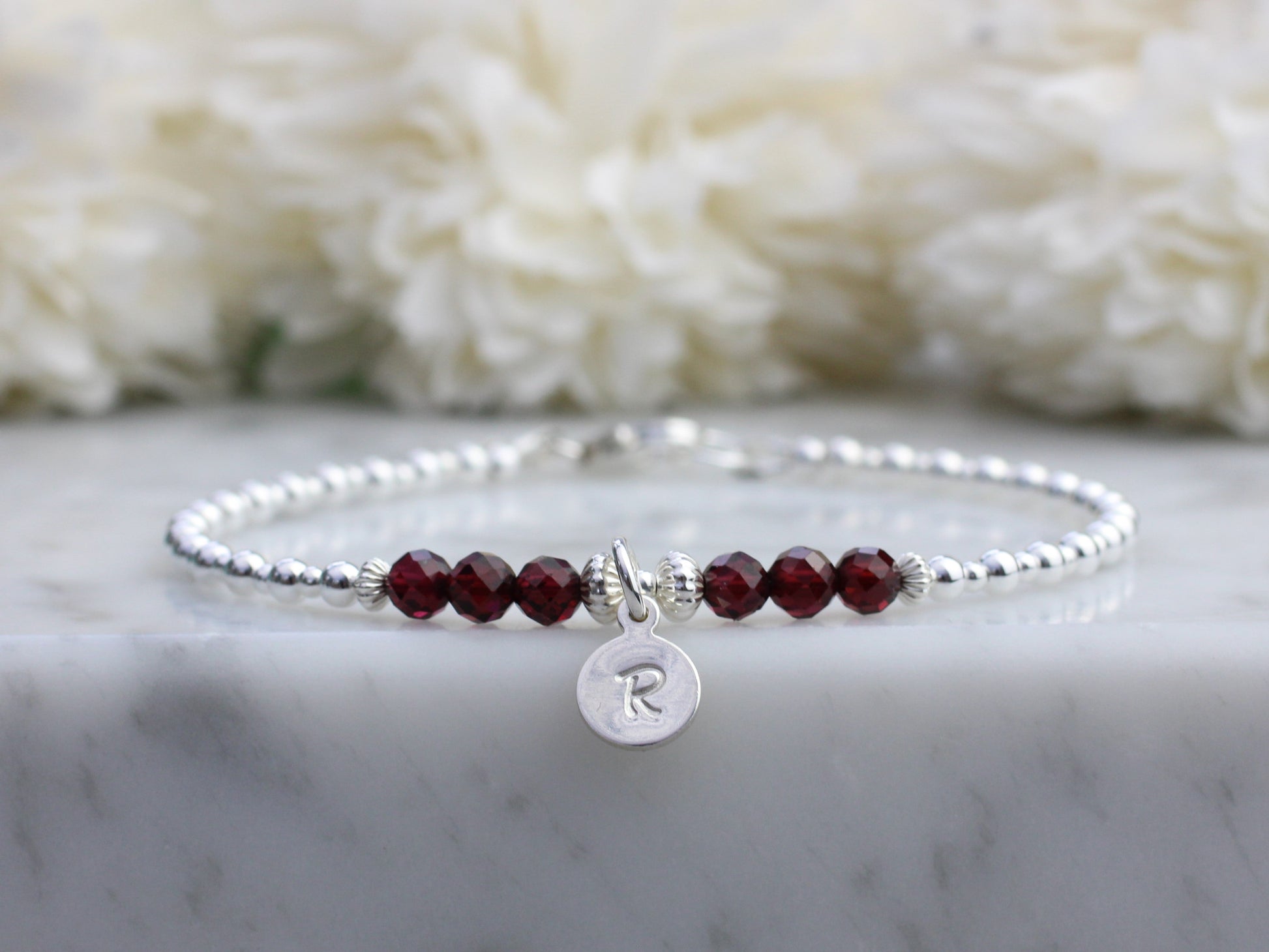 initial and birthstone bracelet