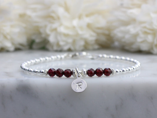 initial and birthstone bracelet
