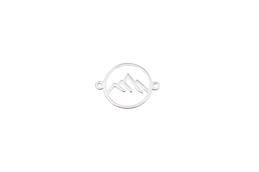White mountain-shaped jewelry connector on a light background