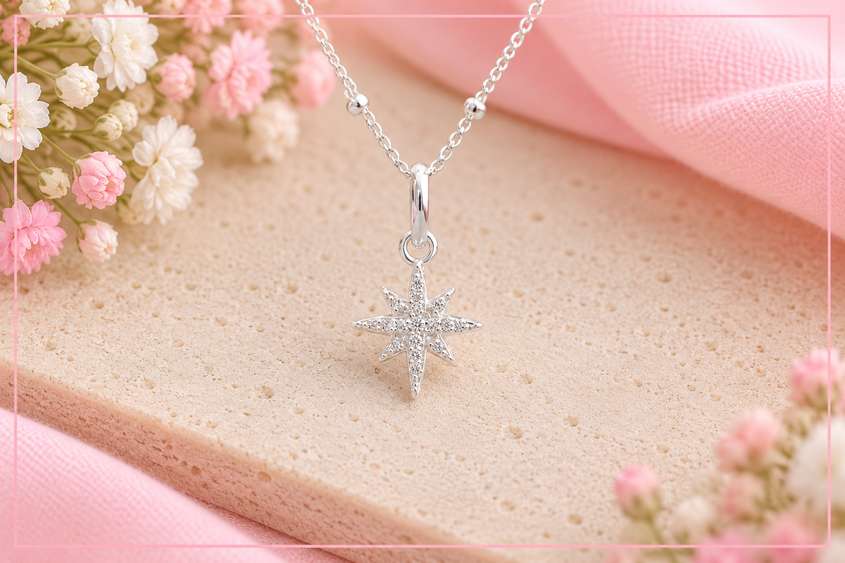 North Star Pendant Necklace in Sterling Silver