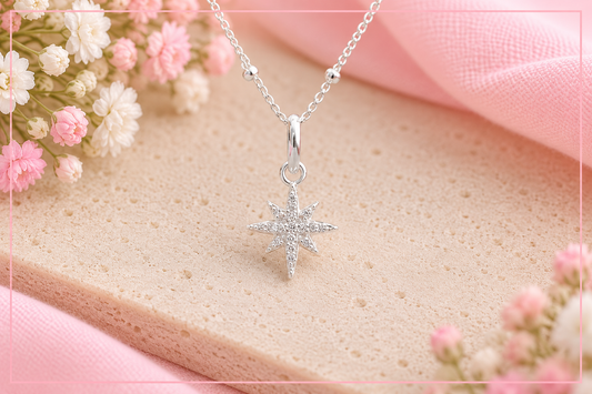 North Star Pendant Necklace in Sterling Silver