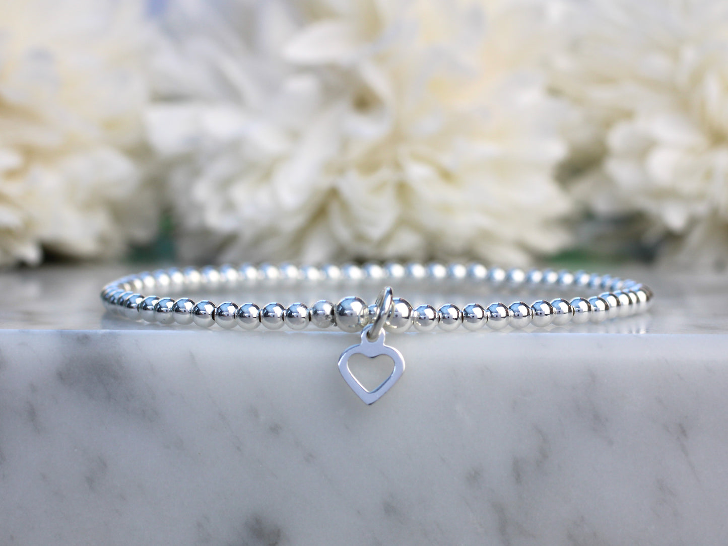 Open heart charm bracelet. Valentines Day Gift.