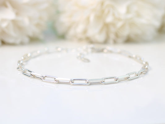paper clip anklet in sterling silver