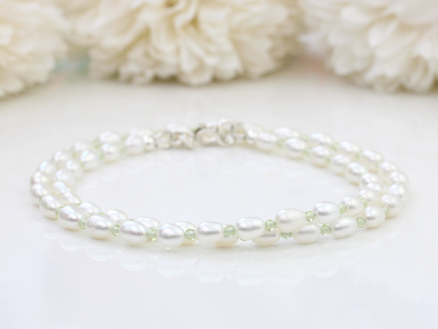 pearl and peridot necklace
