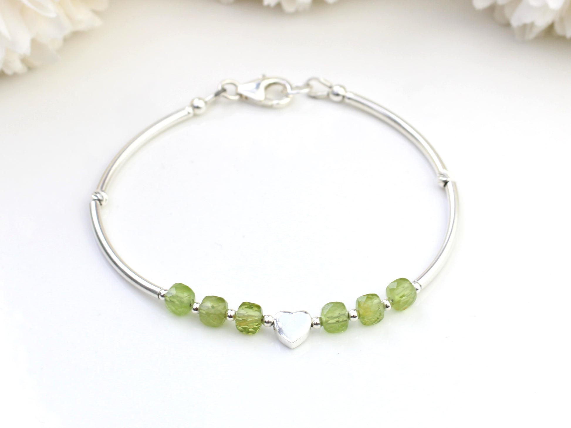 peridot bracelet in silver