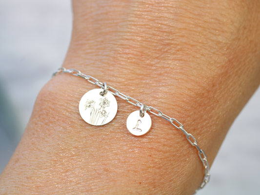 personalised birth flower bracelet
