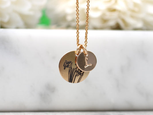 personalised daffodil necklace