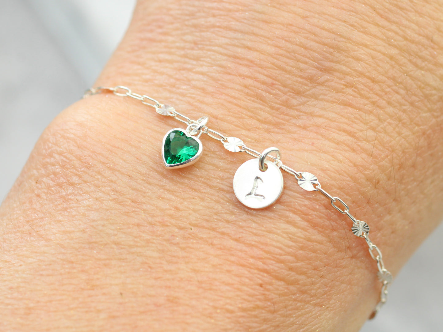 personalised initial and birthstone bracelet