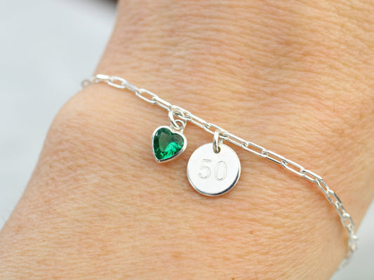 personalised milestone and birthstone bracelet