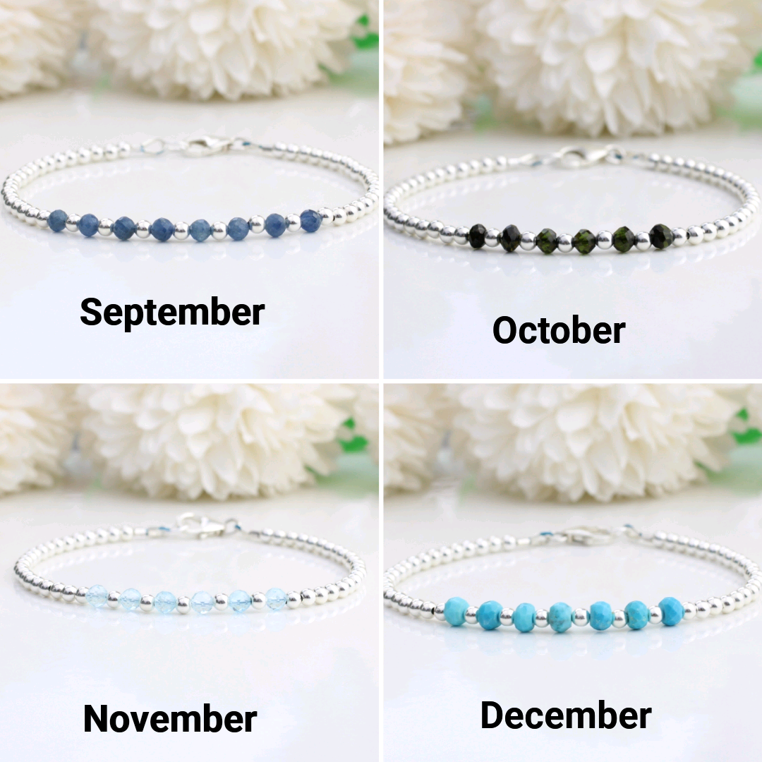 personalised milestone bracelet showing september october november december