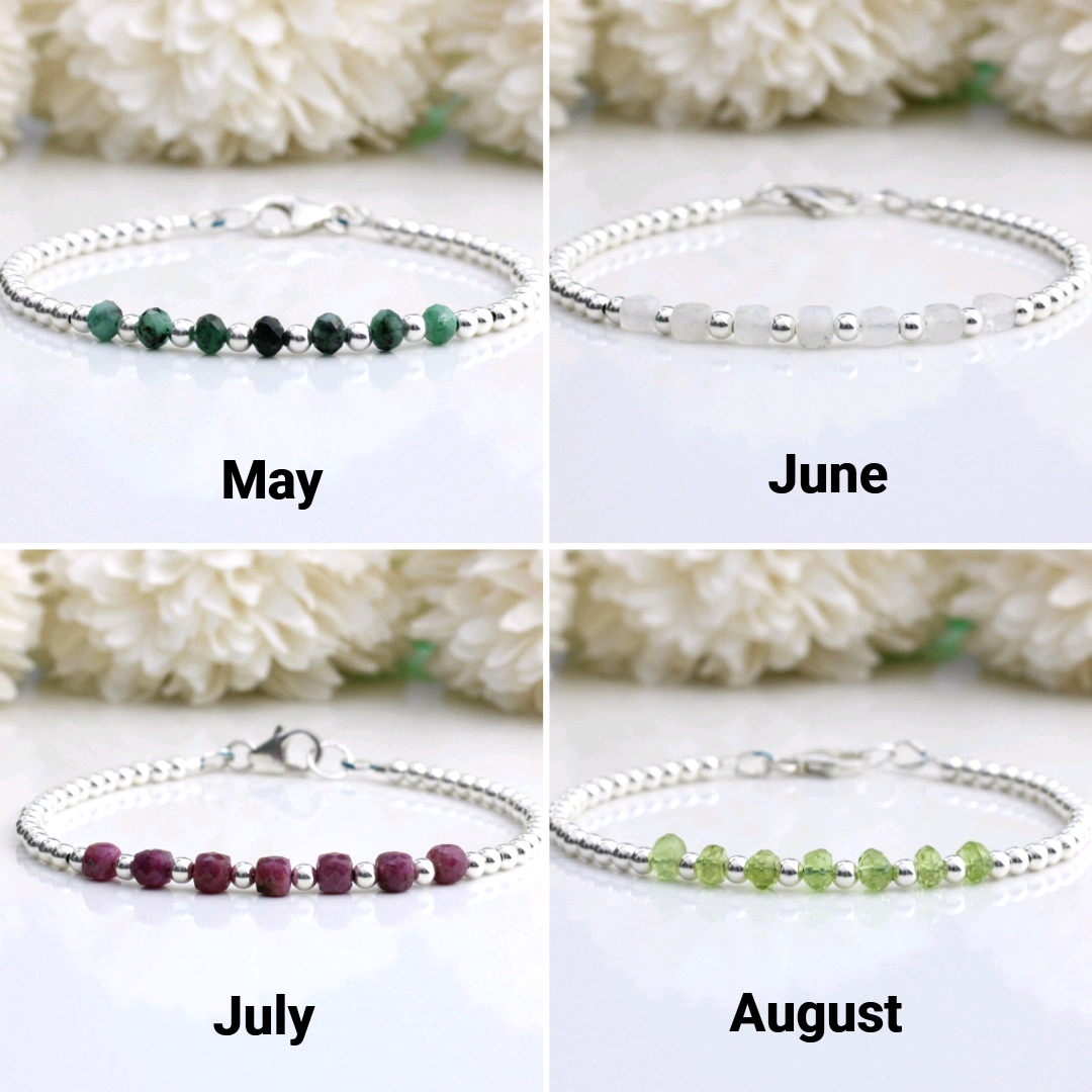 personalised milestone bracelet showing may june july august options