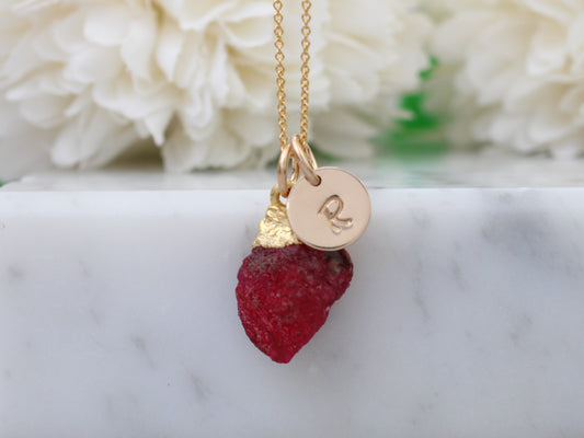 personalised ruby necklace in gold
