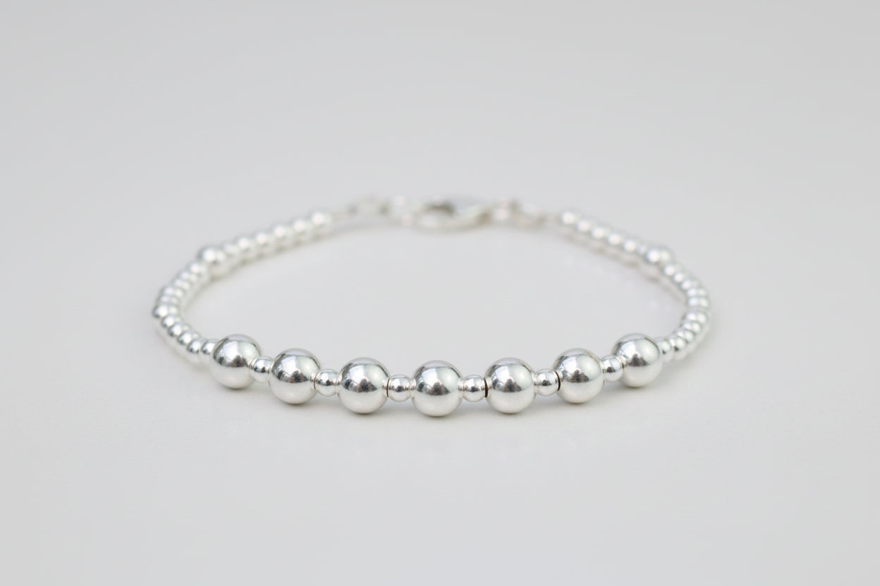 Personalised Sterling Silver Bead Bracelet – Milestone Birthday Gift