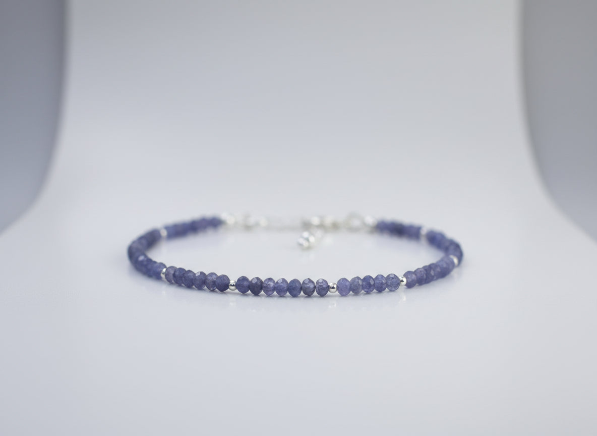 Personalised tanzanite gemstone bracelet.