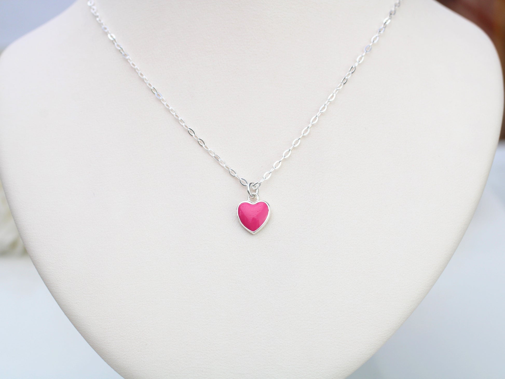 pink heart charm necklace