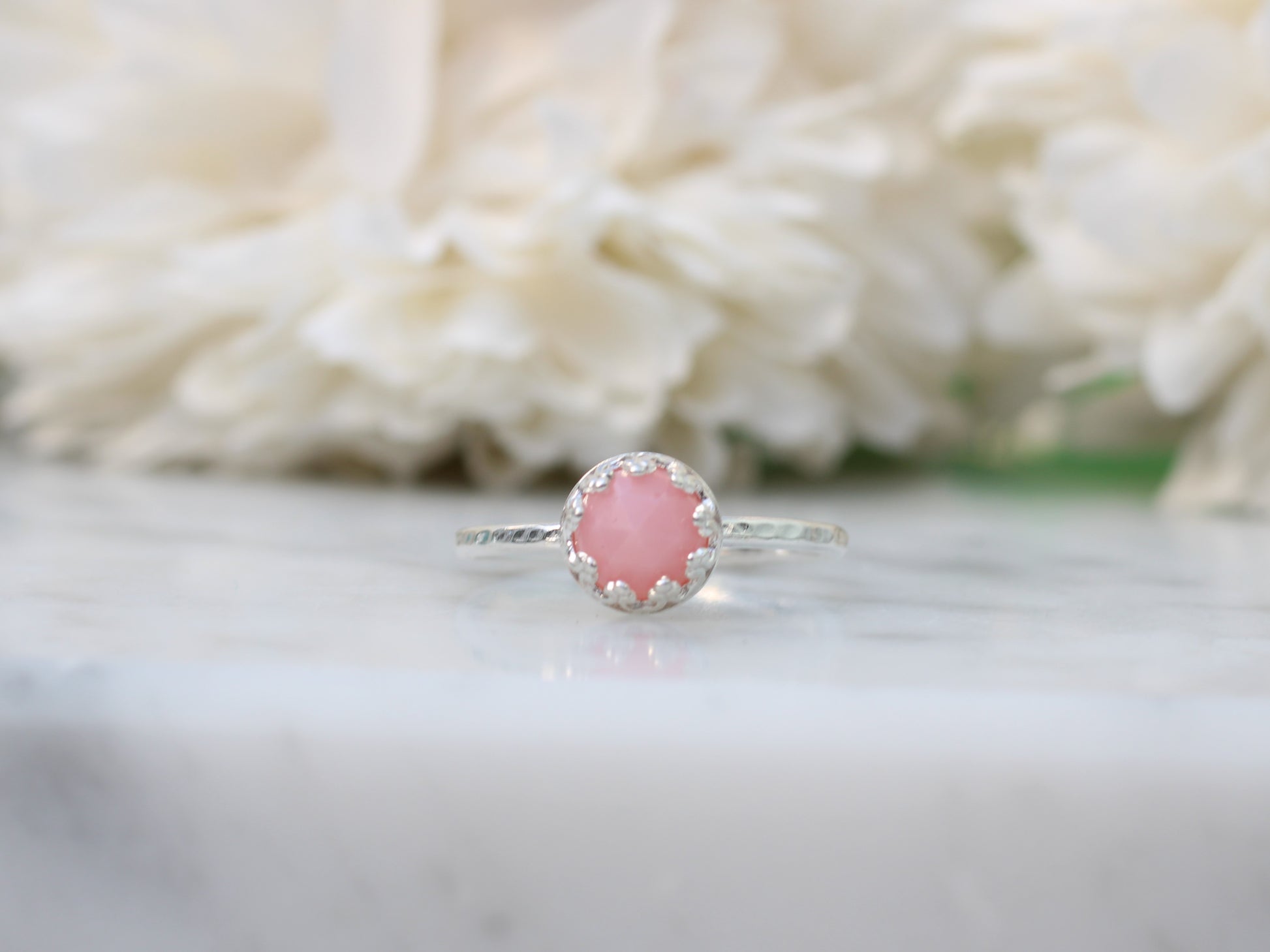 Pink opal ring in sterling – Pink Vintage Jewellery