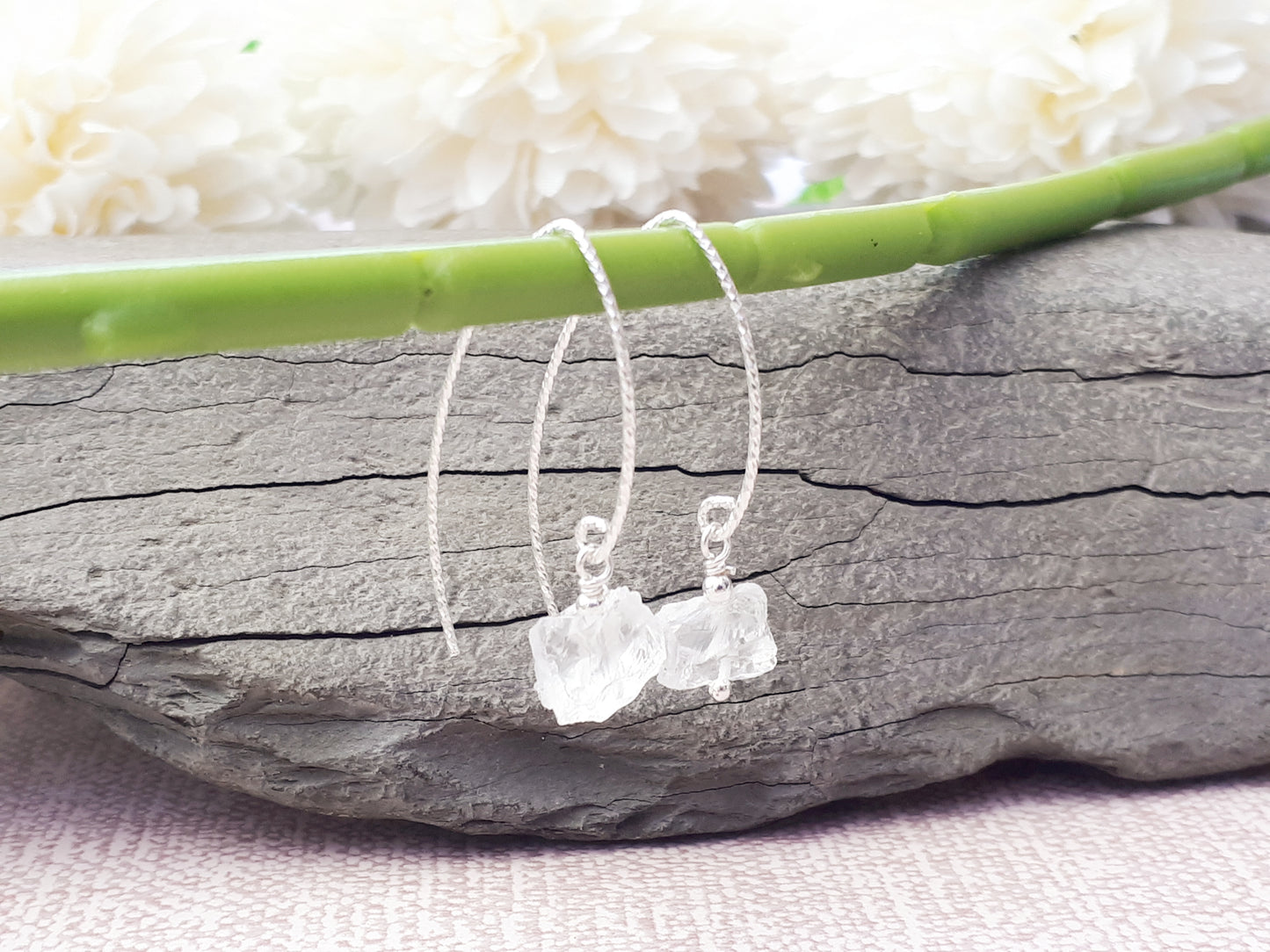Quartz earrings in sterling silver.