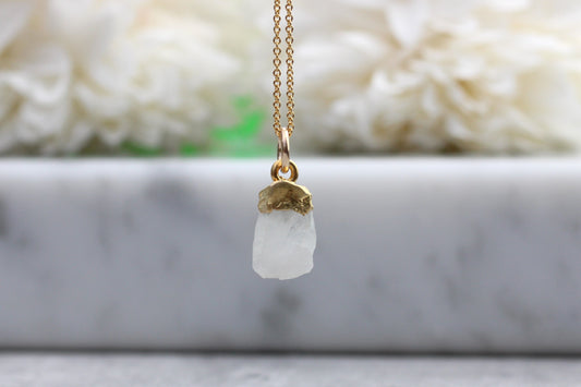 Raw Moonstone necklace in gold filled. June birthstone necklace.