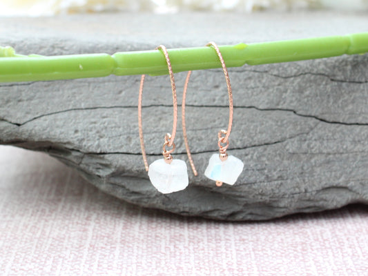 raw moonstone earrings in gold