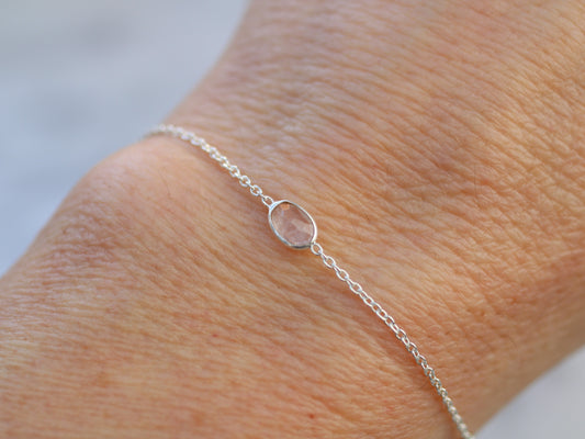 pink gemstone bracelet work on a wrist