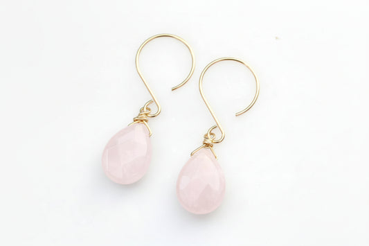 pink gemstone earrings with gold ear wire