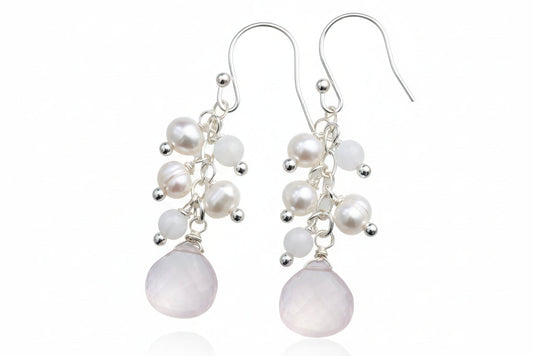 cluster earrings on a white background