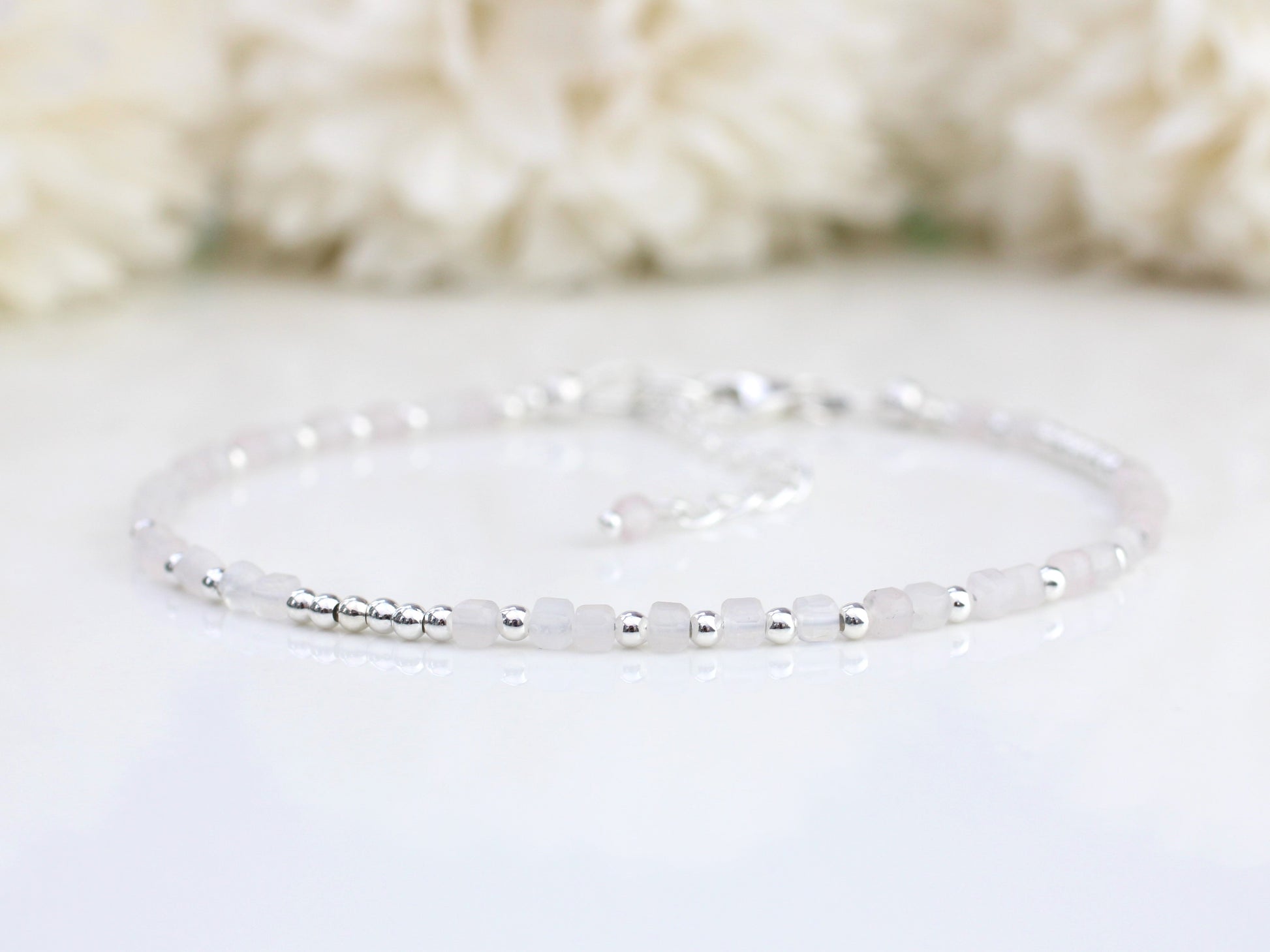 rose quartz i love you morse code bracelet