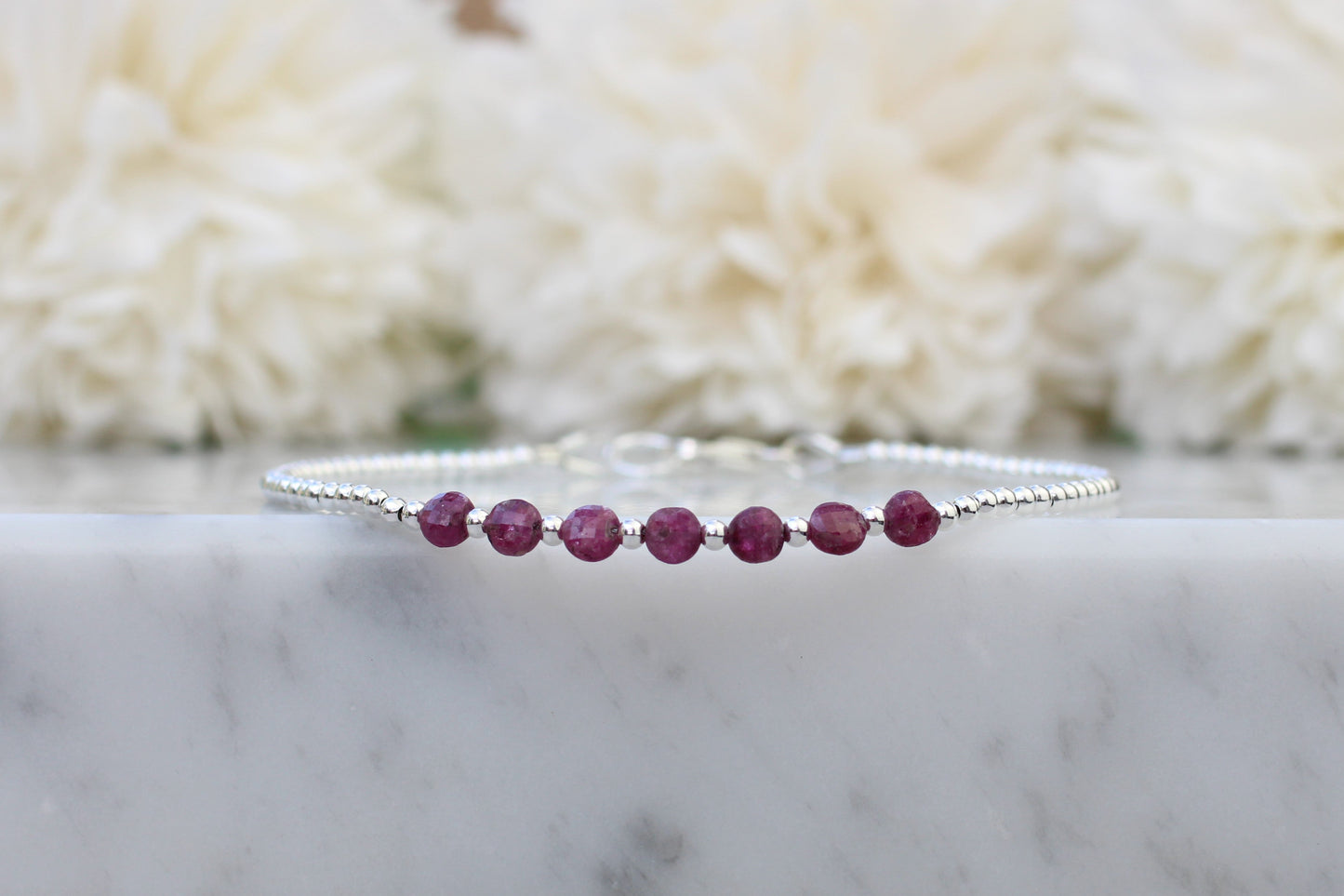 Ruby Coin Bead Bracelet.