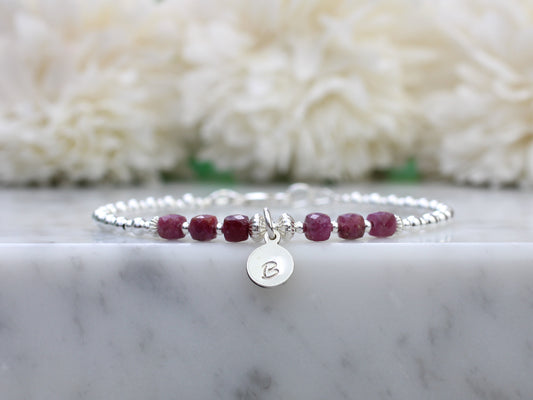 ruby initial bracelet