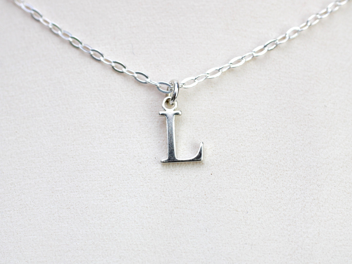 Silver initial necklace. Valentines Day Gift.