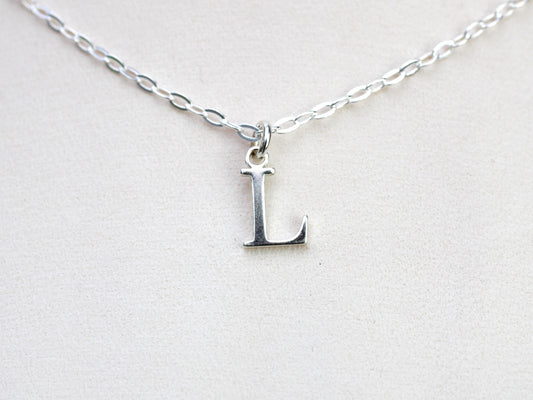 Silver initial necklace. Valentines Day Gift.