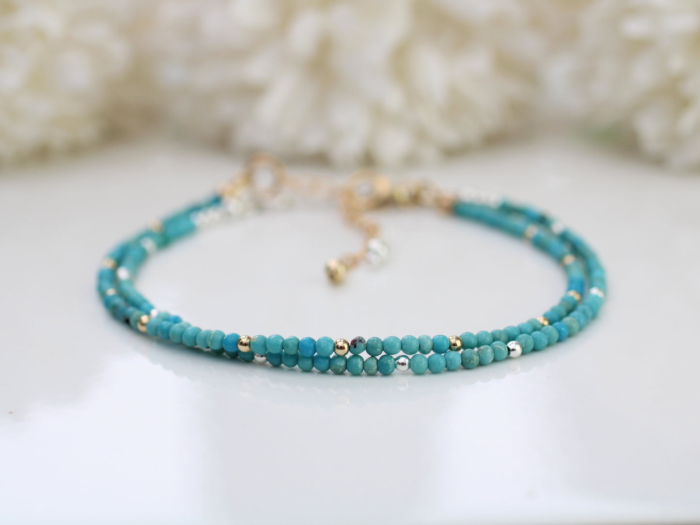 skinny turquoise bracelet in silver or gold