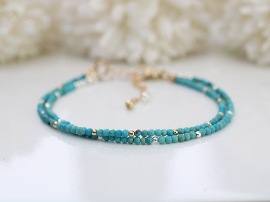 skinny turquoise bracelet in silver or gold