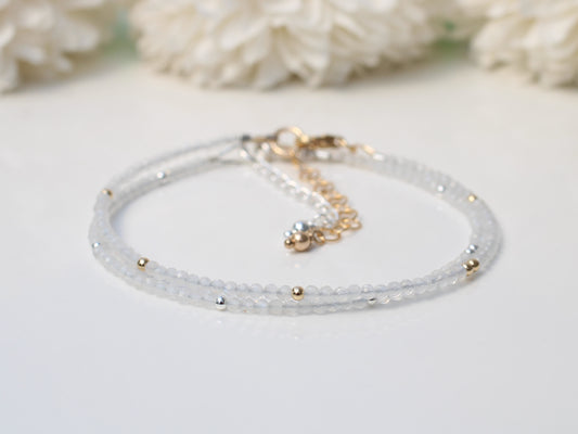 skinny moonstone bracelet in silver or gold