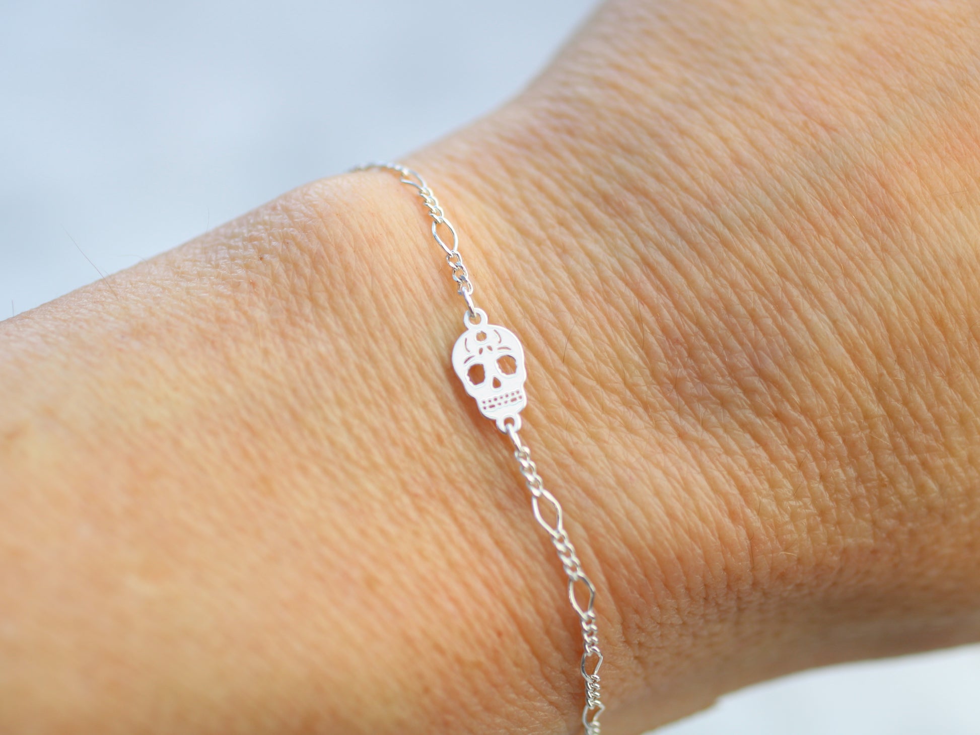skull bracelet in silver or gold