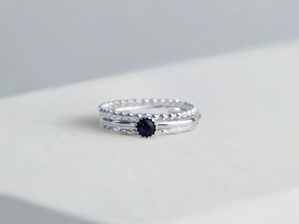 Sterling Silver Birthstone Stacking Rings – Handmade to Order