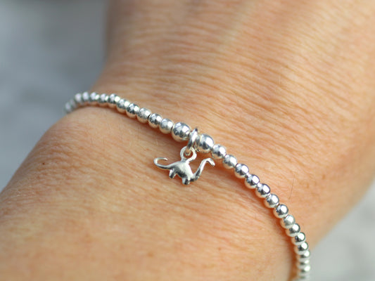 dinosaur charm bracelet being worn on the wrist