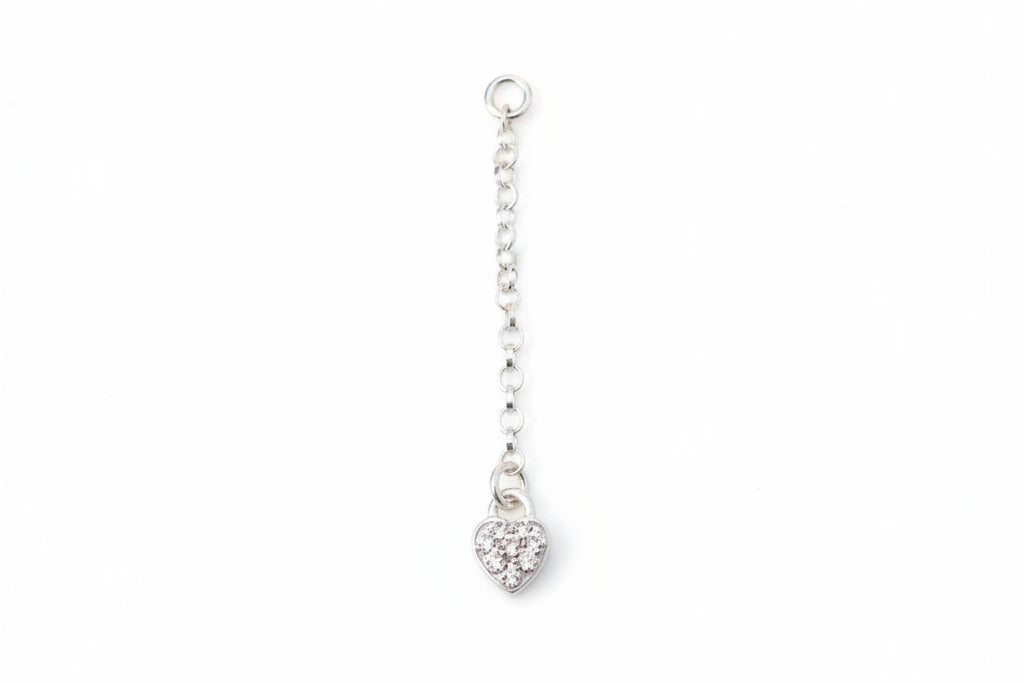 Sterling Silver Crystal Heart Earring Chain