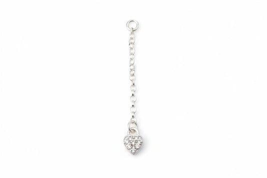 Sterling Silver Crystal Heart Earring Chain