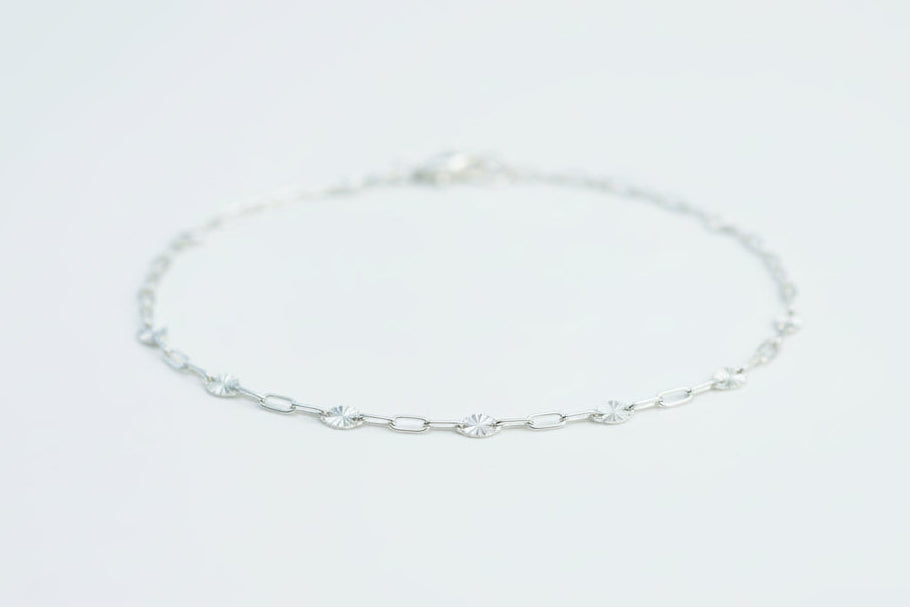 sunburst and paperclip anklet