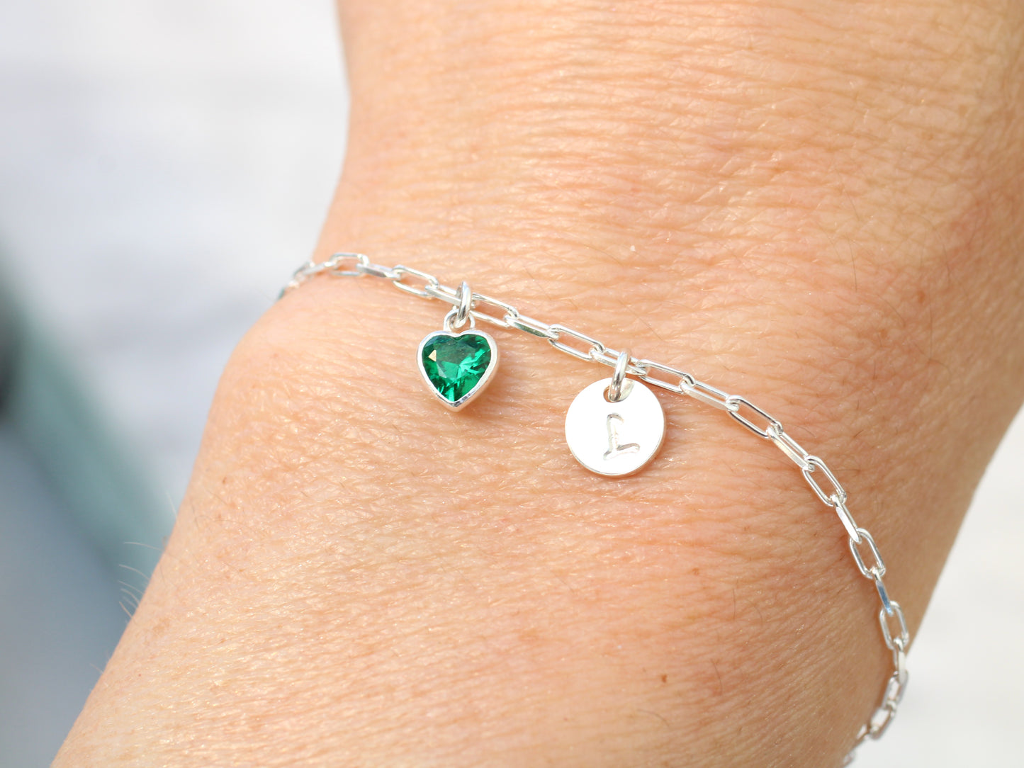 personalised initial and birthstone bracelet