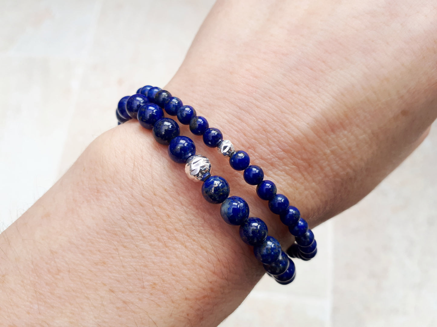 Lapis lazuli stretch bracelet - available in 2 sizes - 4mm and 6mm.