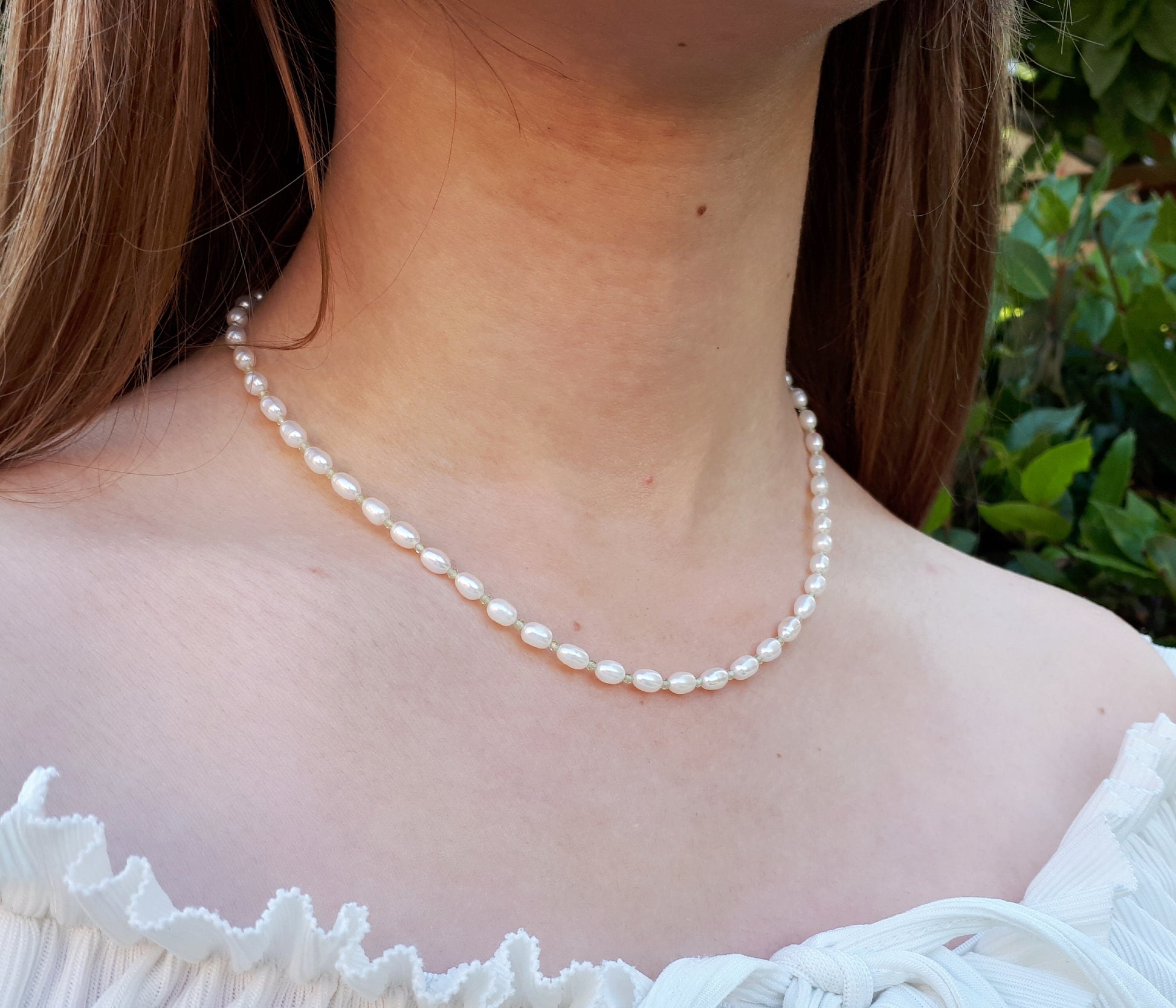 Pearl and peridot necklace