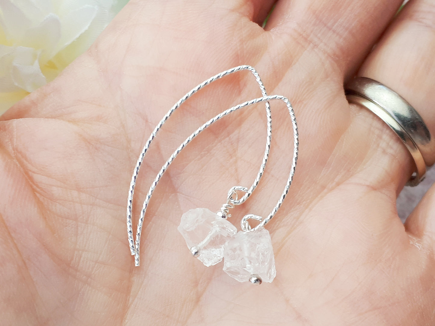 Quartz earrings in sterling silver.