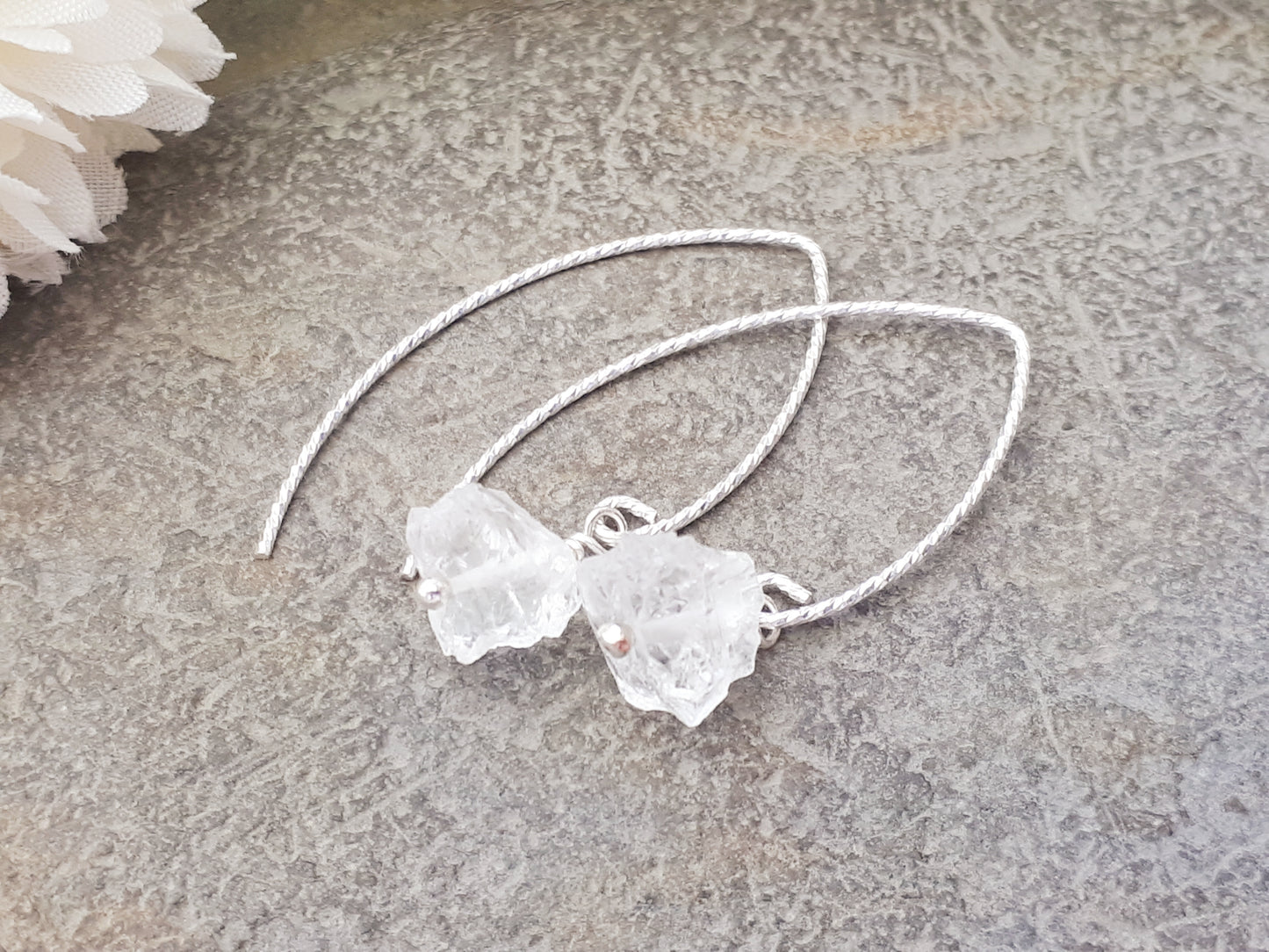 Quartz earrings in sterling silver.