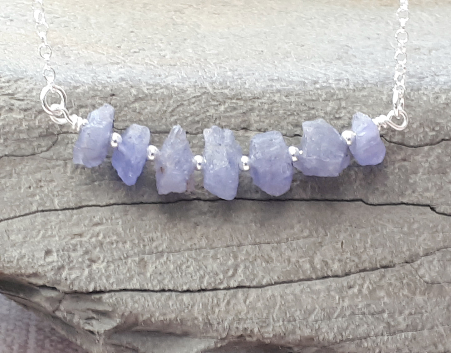 Raw tanzanite necklace.