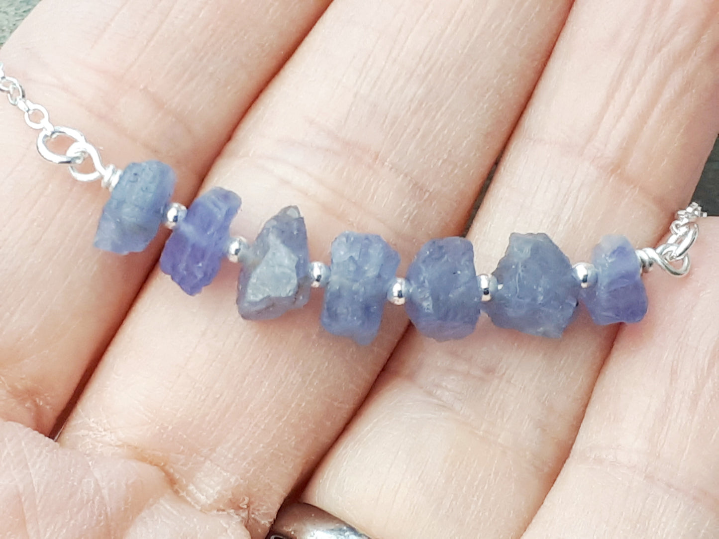 Raw tanzanite necklace.